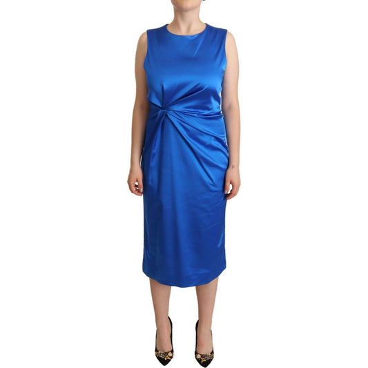 P.A.R.O.S.H. Elegant Sleeveless Sheath Midi Dress P.A.R.O.S.H. Dark Slate Blue