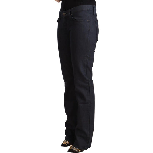 Exte Chic Dark Blue Low Waist Straight Denim Exte Black