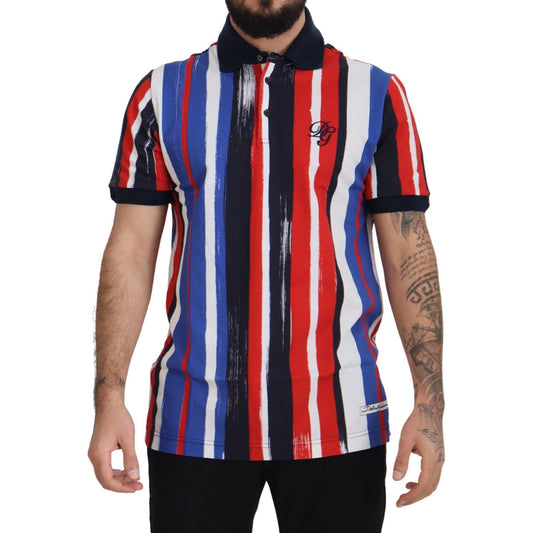 Dolce & Gabbana Elegant Striped Cotton Polo T-shirt Dolce & Gabbana Rosy Brown