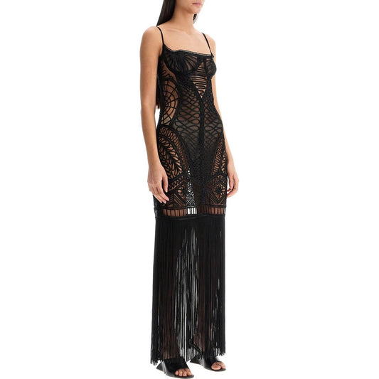 The Attico embroidered tulle midi dress Dresses The Attico Tan