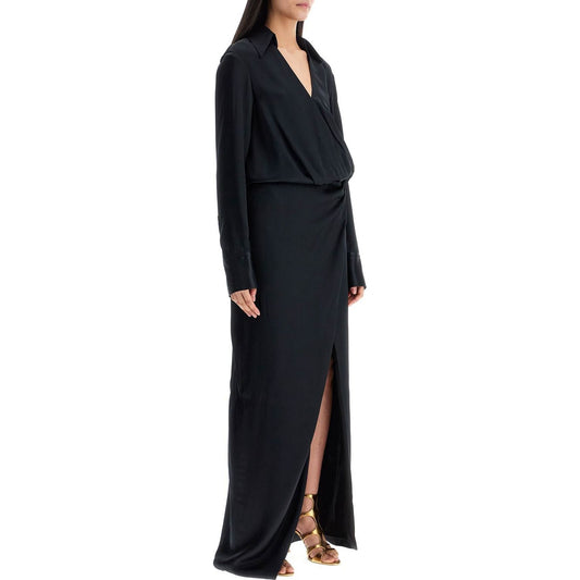 The Attico black long sleeve midi dress with side slit Dresses The Attico Black