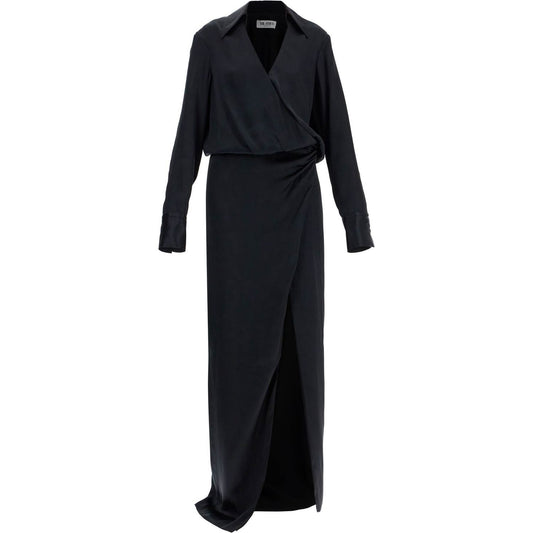 The Attico black long sleeve midi dress with side slit Dresses The Attico Black