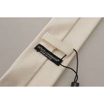Dolce & Gabbana Elegant White Silk Men's Tie Dolce & Gabbana Dark Gray