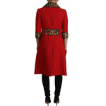 Dolce & Gabbana Red Leopard Wool Trenchcoat Jacket JKT3317- 38