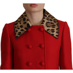 Dolce & Gabbana Red Leopard Wool Trenchcoat Jacket JKT3317- 38