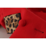 Dolce & Gabbana Red Leopard Wool Trenchcoat Jacket JKT3317- 38