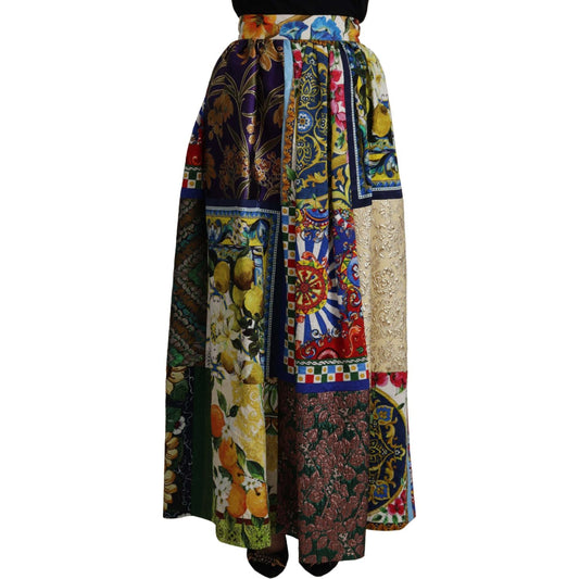 Dolce & Gabbana High Waist Maxi Skirt with Sicilian Patterns Dolce & Gabbana Dark Slate Gray