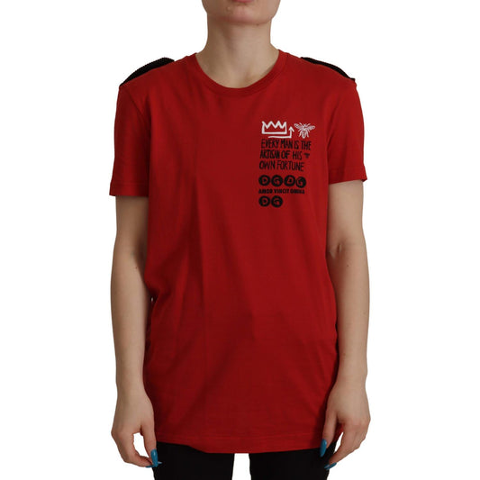 Dolce & Gabbana Elegant Red Crewneck Cotton Tee Dolce & Gabbana Dark Red