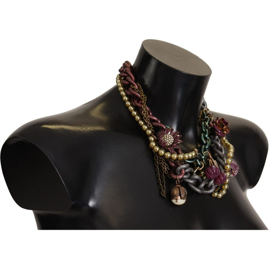 Dolce & Gabbana Sicilian Elegance Gold-Tone Statement Necklace Necklace Dolce & Gabbana Black