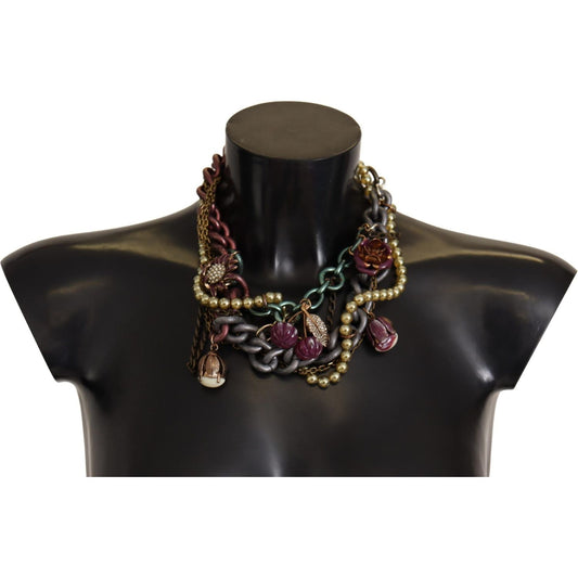 Dolce & Gabbana Sicilian Elegance Gold-Tone Statement Necklace Necklace Dolce & Gabbana Black