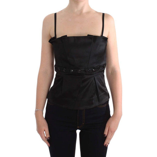 Exte Elegant Black Evening Cami Top Top Blouse Exte Tan