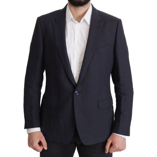 Dolce & Gabbana Elegant Linen Single Breasted Blazer Dolce & Gabbana Dark Slate Gray