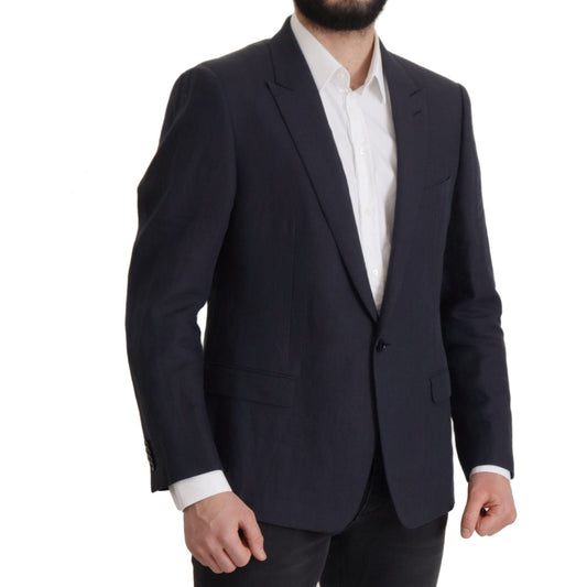Dolce & Gabbana Elegant Linen Single Breasted Blazer Dolce & Gabbana Dark Slate Gray
