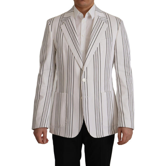 Dolce & Gabbana Elegant Striped Cotton Blend Blazer Dolce & Gabbana Gray
