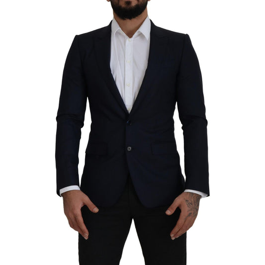 Dolce & Gabbana Elegant Single Breasted Wool Silk Blazer Dolce & Gabbana Black