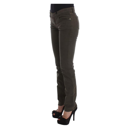 Costume National Green Cotton Blend Slim Fit Jeans