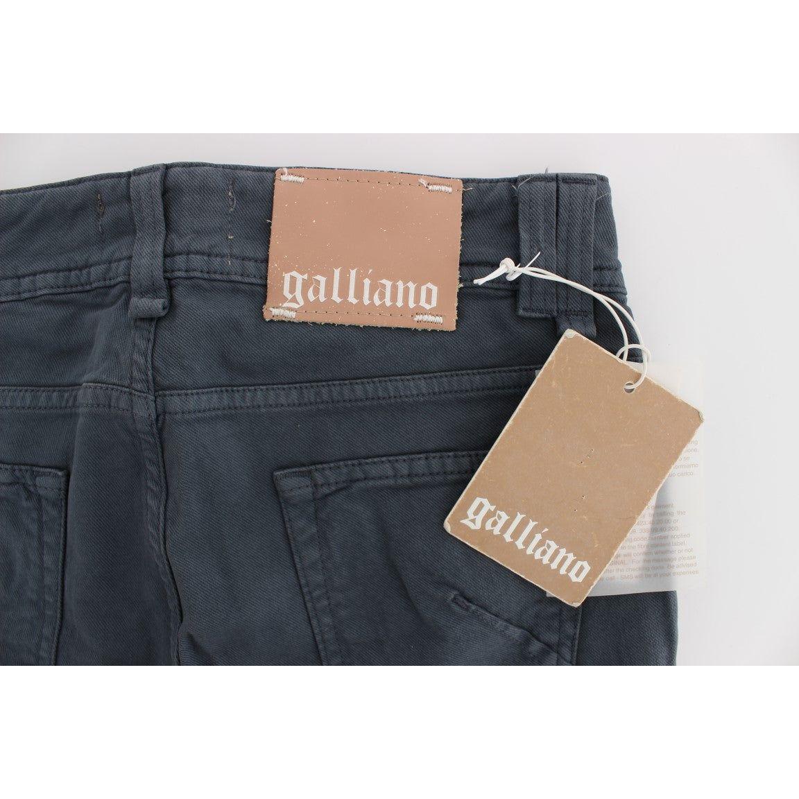 John Galliano Blue Cotton Blend Slim Fit Bootcut Jeans