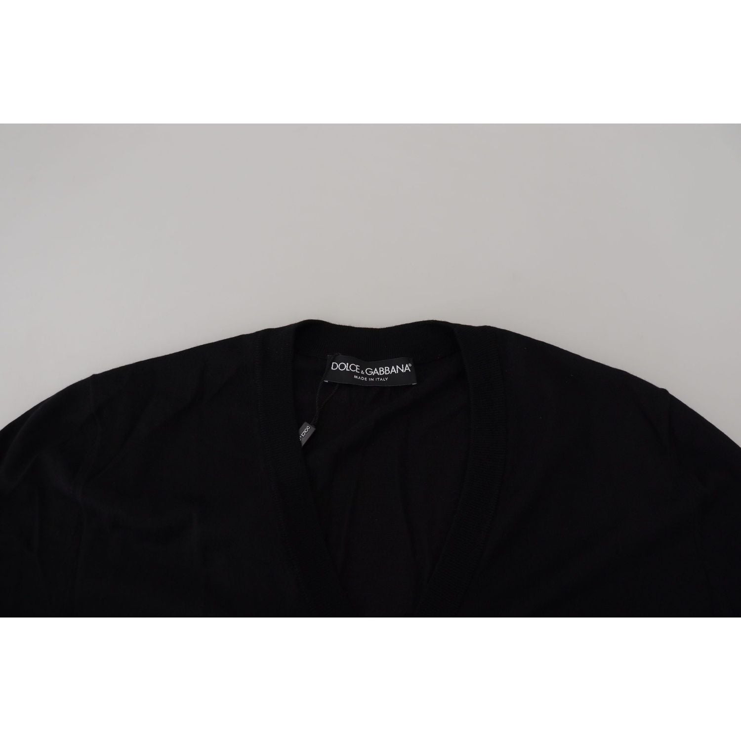 Dolce & Gabbana Black Wool Button Down Cardigan Sweater