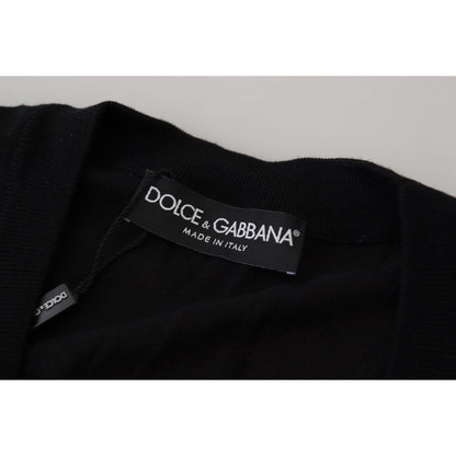 Dolce & Gabbana Black Wool Button Down Cardigan Sweater