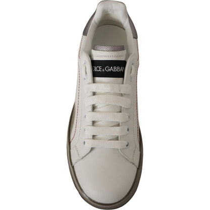 Dolce & Gabbana White Leather Shoes Womens Logo Portofino Sneakers