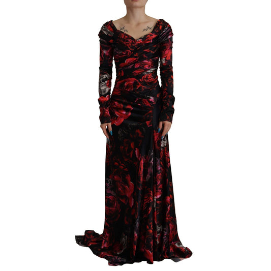 Dolce & Gabbana Elegant Floral A-Line Sheath Dress Dolce & Gabbana Black