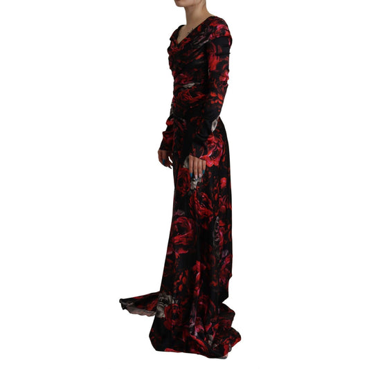Dolce & Gabbana Elegant Floral A-Line Sheath Dress Dolce & Gabbana Black