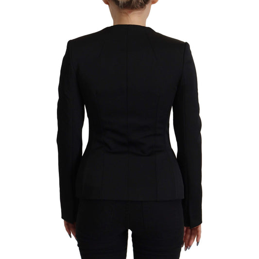 Dolce & Gabbana Sleek Black Snap Jacket with Silk Lining Dolce & Gabbana Black