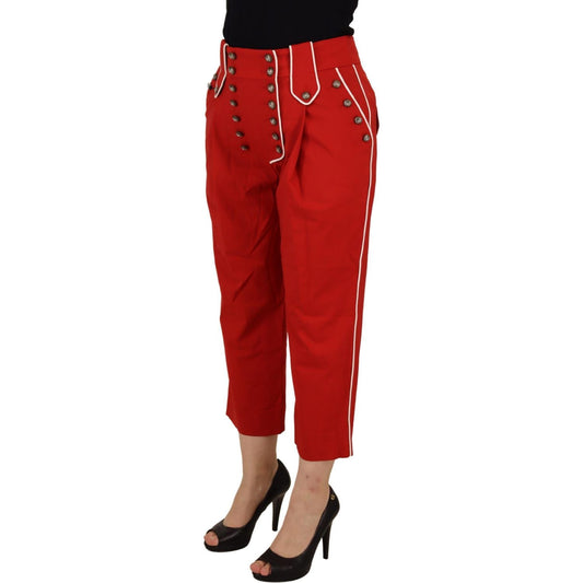 Dolce & Gabbana Elegant Red High-Waist Cropped Pants Dolce & Gabbana Brown
