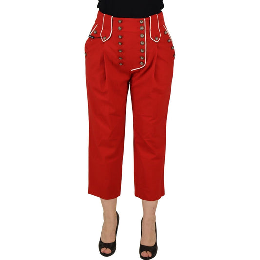 Dolce & Gabbana Elegant Red High-Waist Cropped Pants Dolce & Gabbana Firebrick