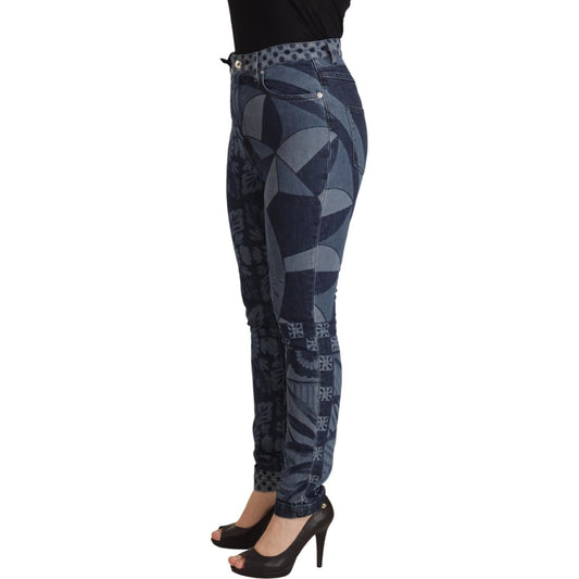 Dolce & Gabbana Elegant Floral High Waist Skinny Jeans Dolce & Gabbana Dark Slate Gray