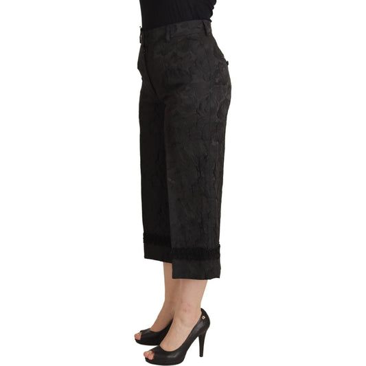 Dolce & Gabbana Elegant Black Brocade Cropped Pants Dolce & Gabbana Black