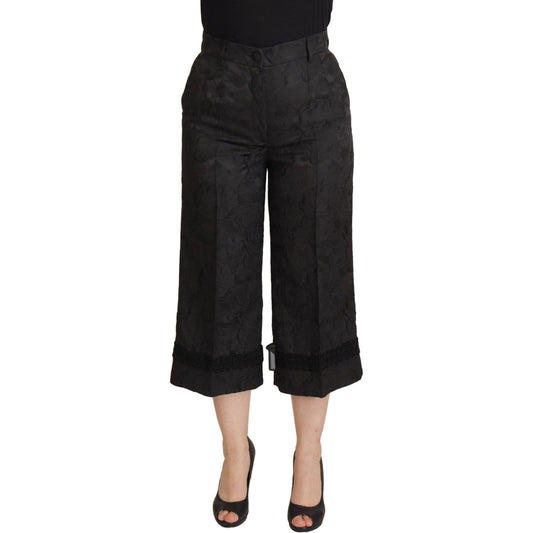Dolce & Gabbana Elegant Black Brocade Cropped Pants Dolce & Gabbana Black