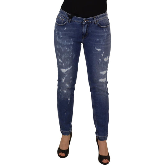 Dolce & Gabbana Chic Low Waist Skinny Denim Jeans Dolce & Gabbana Dark Slate Gray
