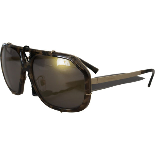 Dolce & Gabbana Chic Aviator Mirrored Brown Sunglasses Dolce & Gabbana Dark Slate Gray