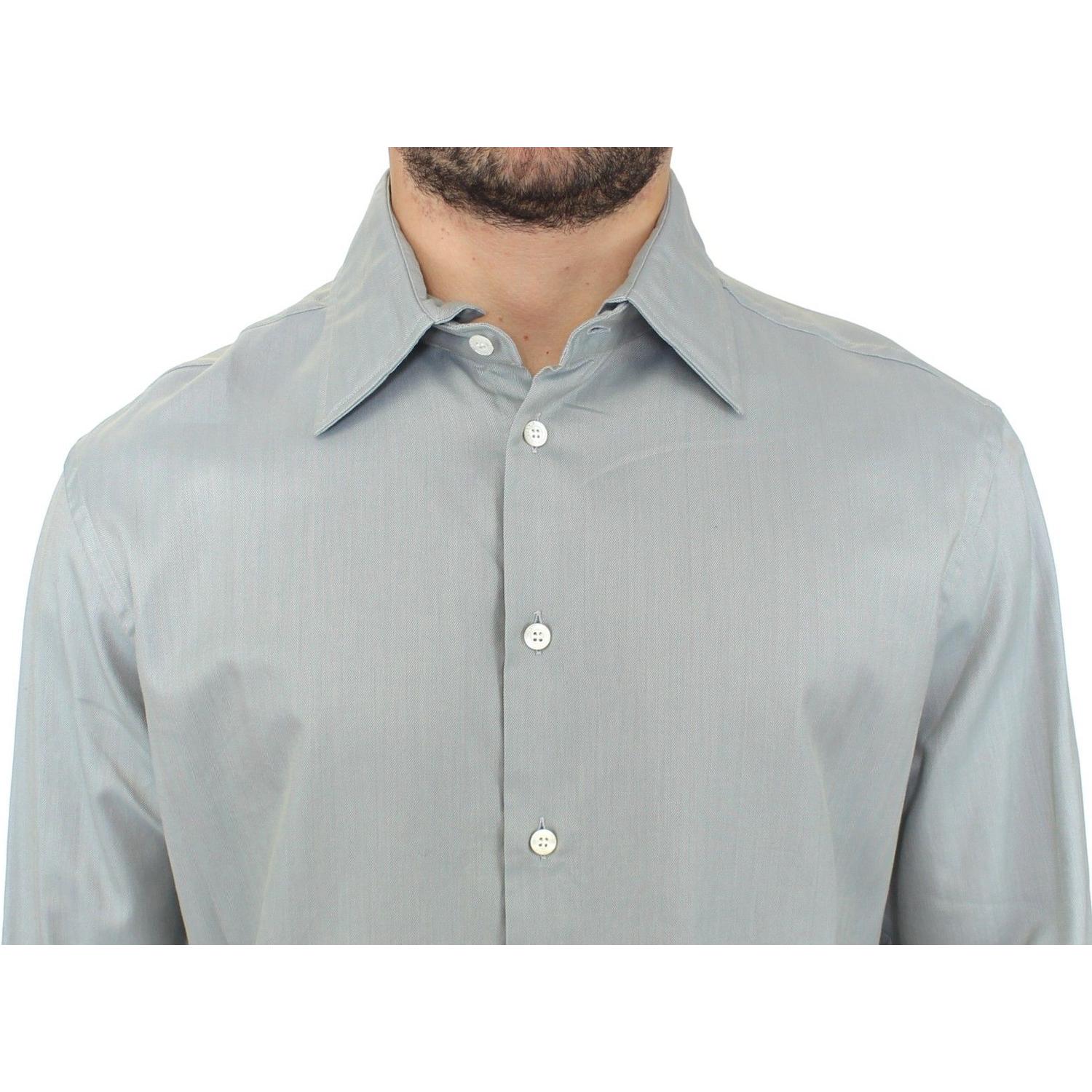 优雅释放灰色休闲纽扣前衬衫