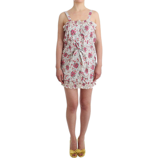 Ermanno Scervino Beachwear Pink Floral Beach Mini Dress Short
