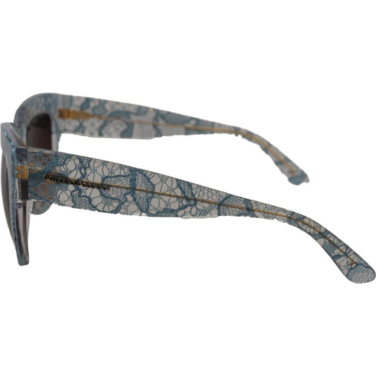 Dolce & Gabbana Elegant Lace Detail Blue Sunglasses Dolce & Gabbana Dim Gray
