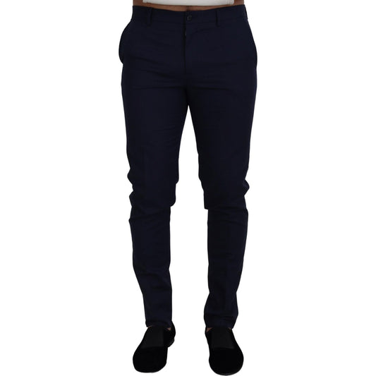 Dolce & Gabbana Elegant Slim Fit Blue Dress Pants Dolce & Gabbana Black