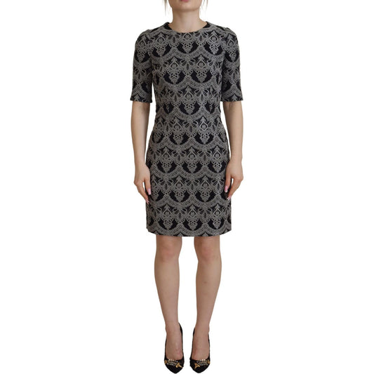 Dolce & Gabbana Elegant Jacquard Bodycon Shift Dress Dolce & Gabbana Dim Gray