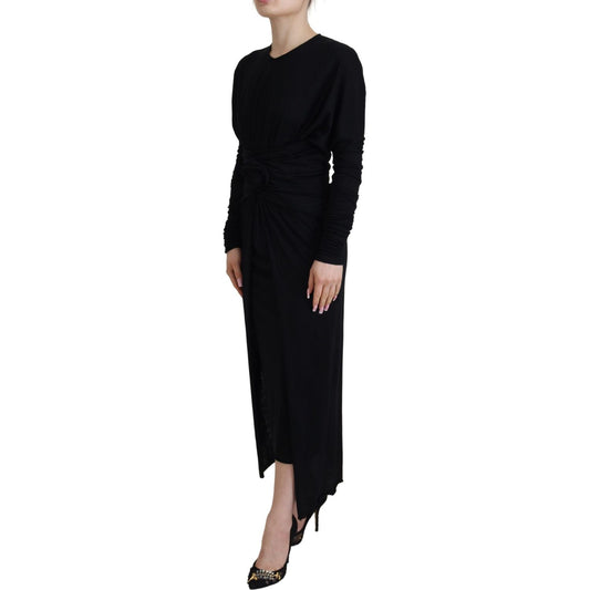 Dolce & Gabbana Elegant Sheath Wrap Dress with Long Sleeves Dolce & Gabbana Rosy Brown