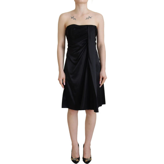 Dolce & Gabbana Elegant Black Silk Mini Sleeveless Dress Dolce & Gabbana Tan