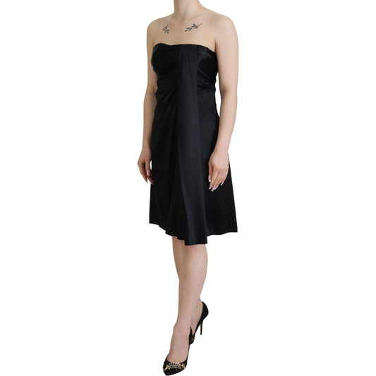 Dolce & Gabbana Elegant Black Silk Mini Sleeveless Dress Dolce & Gabbana Tan