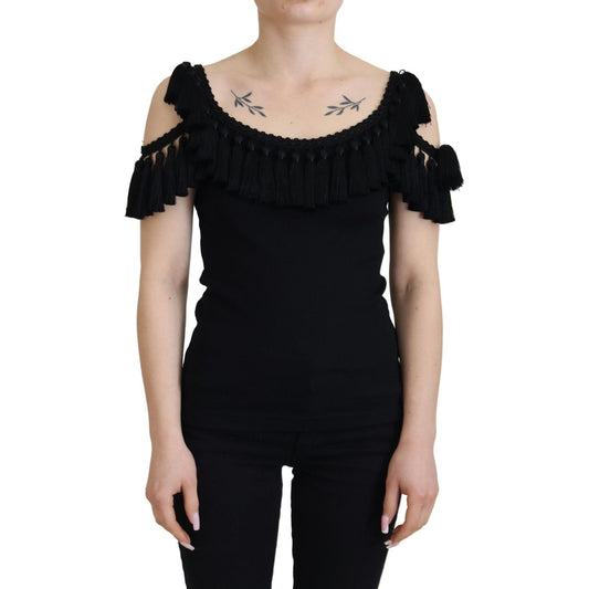 Dolce & Gabbana Elegant Black Cotton Tank Top Blouse Dolce & Gabbana Black