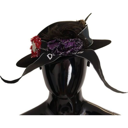 Dolce & Gabbana Elegant Wide Brim Black Hat Dolce & Gabbana Black