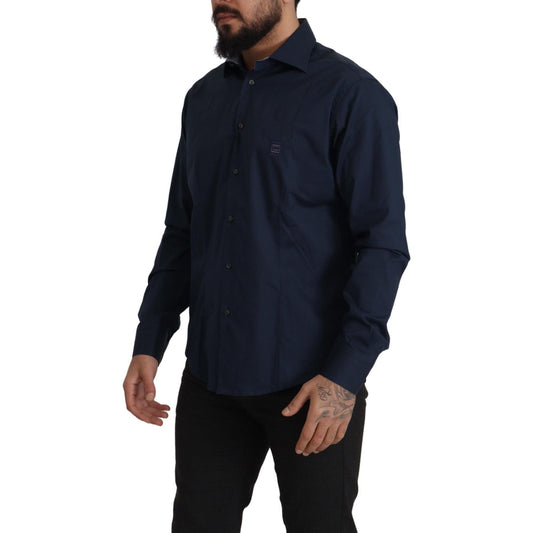 Roberto Cavalli Navy Elegance Cotton Dress Shirt Roberto Cavalli Black