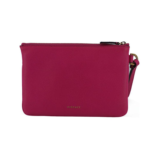 Versace Elegant Pink Leather Pouch Clutch Versace Brown