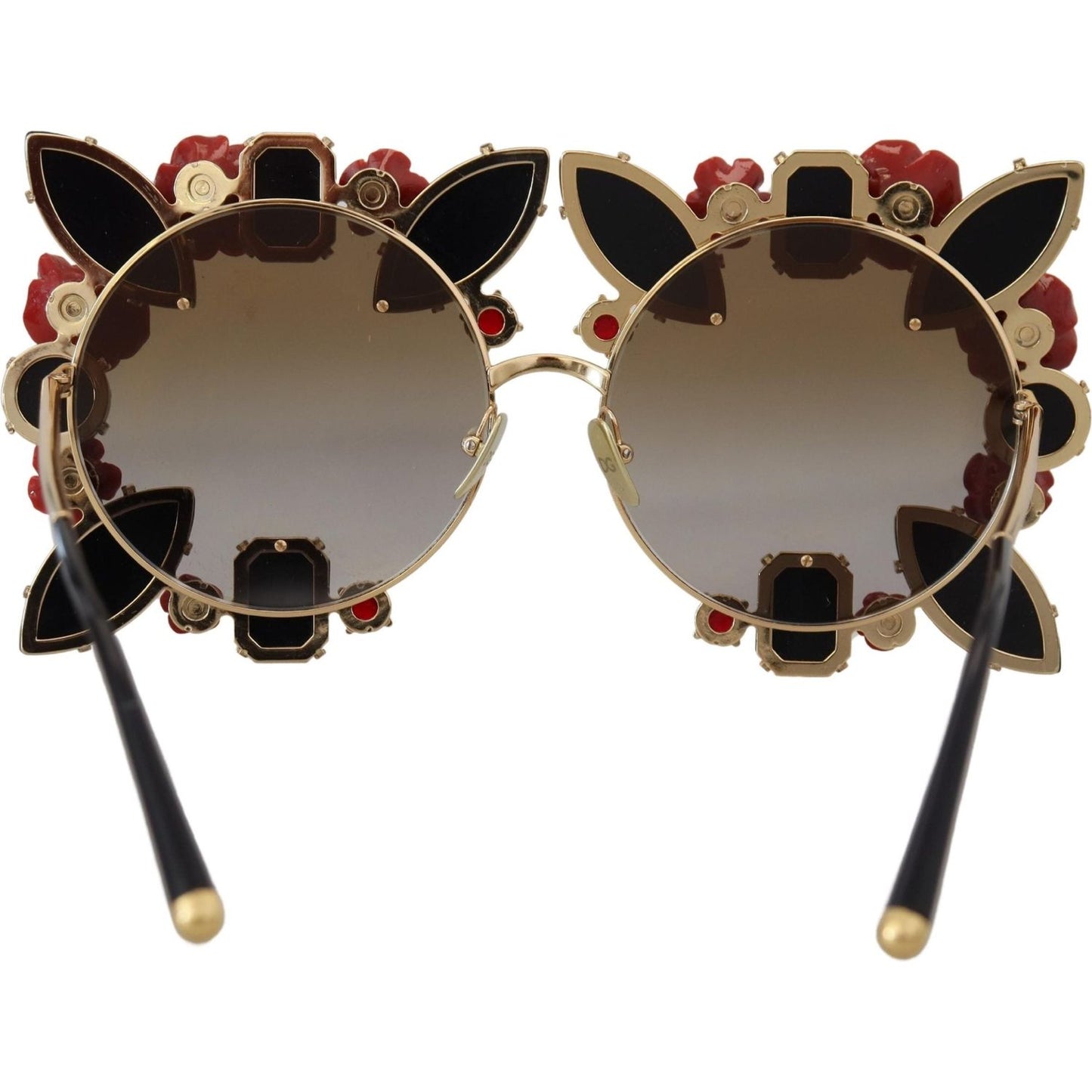 Dolce & Gabbana Elegant Round Rose-Embellished Sunglasses Dolce & Gabbana