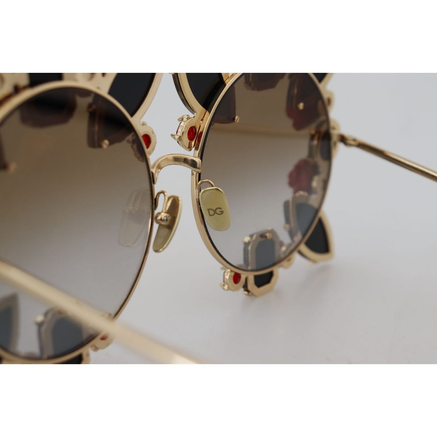 Dolce & Gabbana Elegant Round Rose-Embellished Sunglasses Dolce & Gabbana