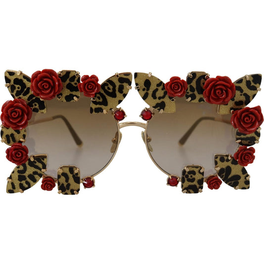 Dolce & Gabbana Elegant Round Rose-Embellished Sunglasses Dolce & Gabbana