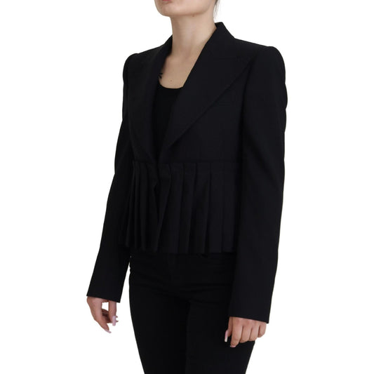 Dolce & Gabbana Elegant Black Stretch Wool Blazer Dolce & Gabbana Black